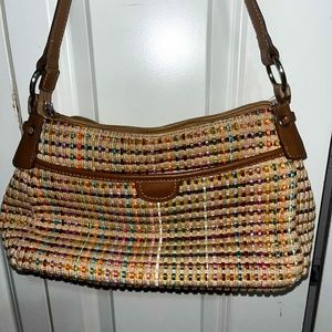 Vintage multicolor woven should bag- Fossil